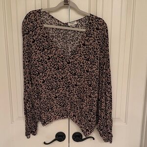 Leopard Print V-Neck Women's Top